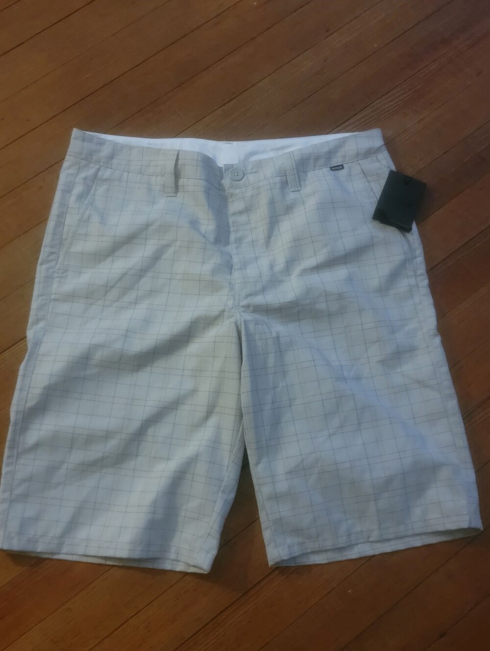 Men's White Plaid Performance Shorts Hurley 34W